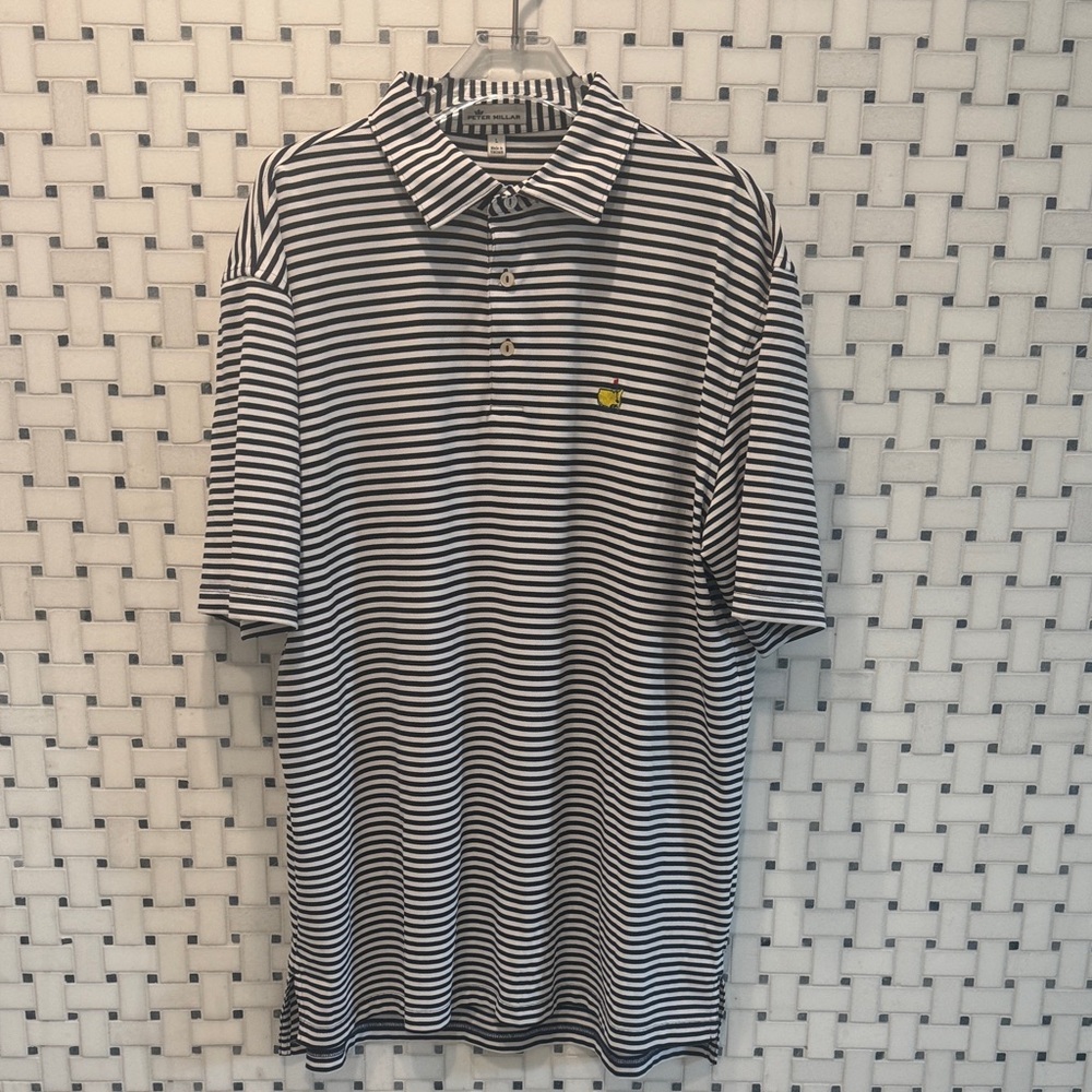 Peter Millar Masters Black and White Striped Polo Shirt